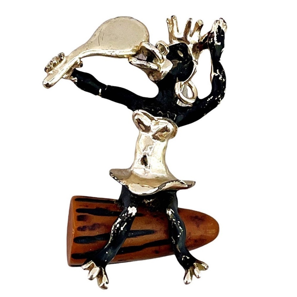 Vtg Charles Worth Bakelite Tribal Congo Drum Native Woman Mirror Figural Brooch